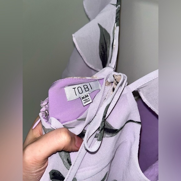 Tobi Lavendar Floral Ruffle Mini Dress Size Medium - Picture 7 of 9